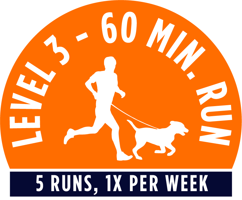 Level 3 Dog Running Package 60min. session, 1x per week, 5 runs total